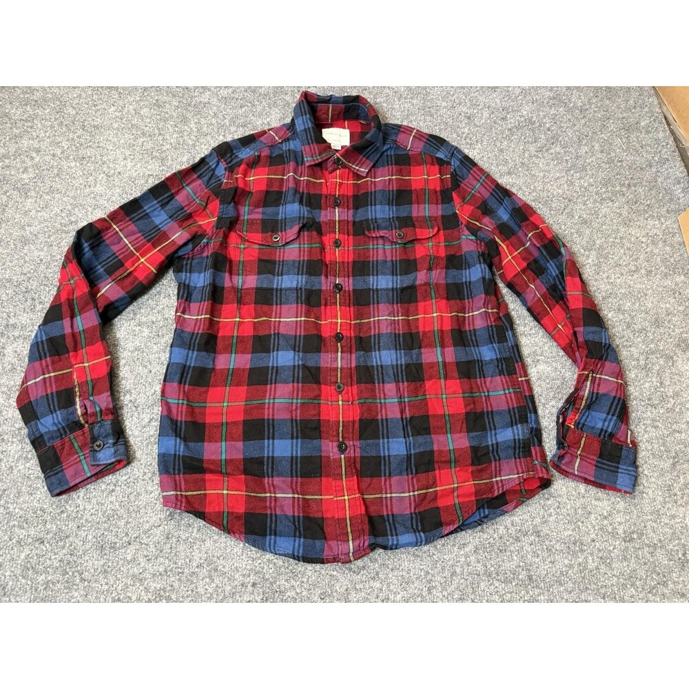 American Eagle Outfitters Shirt Mens M Red Plaid Flannel Long Sleeve Button-Up